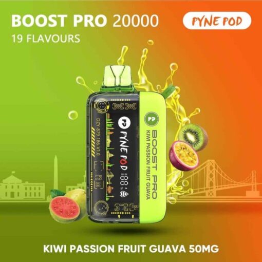 Kiwi Passion Fruit Guava PYNE POD Boost Pro 20K Puffs 5% In Dubai UAE