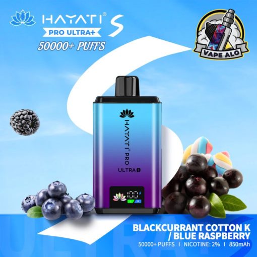 Hayati Pro Ultra S 50000 Puffs Disposable Vape in UAE – 20) Blackcurrant cotton K / blue raspberry