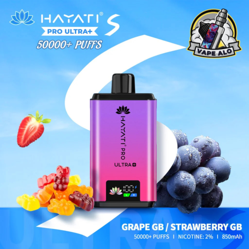 Hayati Pro Ultra S 50000 Puffs Disposable Vape in UAE – Grape GB / strawberry GB