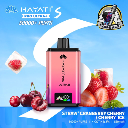 Hayati Pro Ultra S 50000 Puffs Disposable Vape in UAE – straw’ cranberry cherry /cherry ice