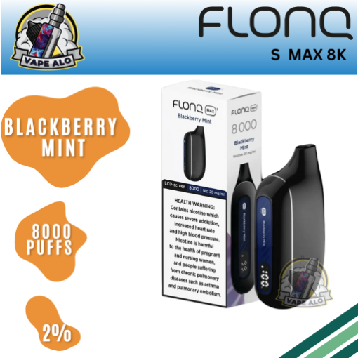 Flonq Max S 8000 Puffs Blackberry Mint Disposable Vape 2% Nicotine in Dubai UAE