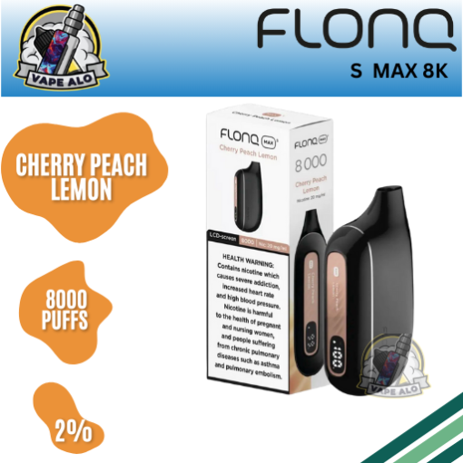 Flonq Max S 8000 Puffs Cherry Peach Lemon Disposable Vape 2% Nicotine in Dubai UAE