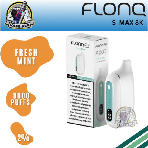 Flonq Max S 8000 Puffs Fresh Mint Disposable Vape 2% Nicotine in Dubai UAE