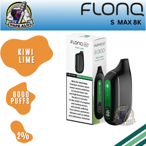 Flonq Max S 8000 Puffs Kiwi Lime Disposable Vape 2% Nicotine in Dubai UAE