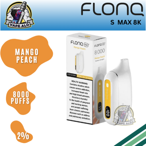 Flonq Max S 8000 Puffs Mango Peach Disposable Vape 2% Nicotine in Dubai UAE