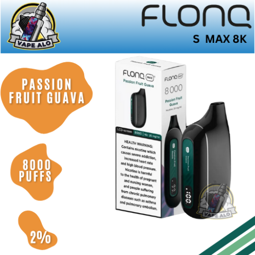 Flonq Max S 8000 Puffs Passion Fruit Guava Disposable Vape 2% Nicotine in Dubai UAE
