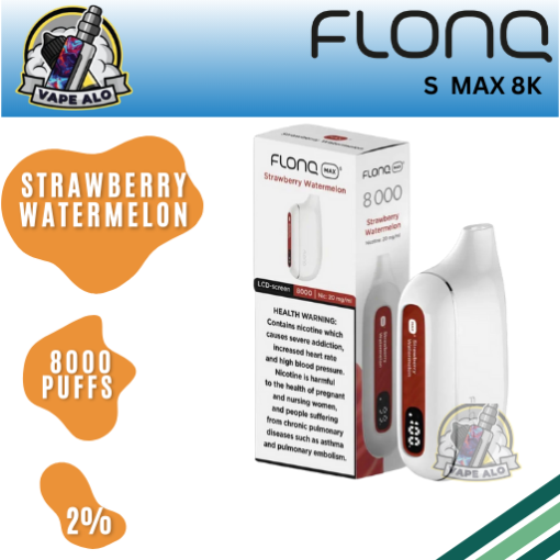 Flonq Max S 8000 Puffs Strawberry Watermelon Disposable Vape 2% Nicotine in Dubai UAE